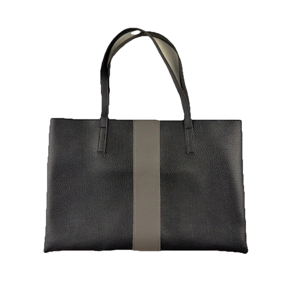 Vince Camuto Black Pebbled Faux Leather Tote Bag Womens Shoulder Bag Large